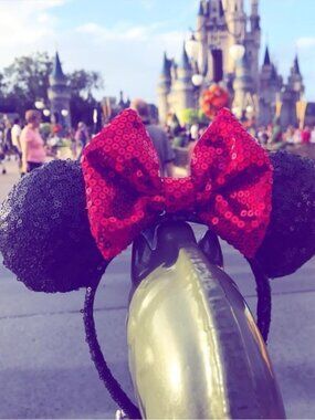 Disney Parks | Classic Black And Red Sequin Minnie Mouse Ears Headband